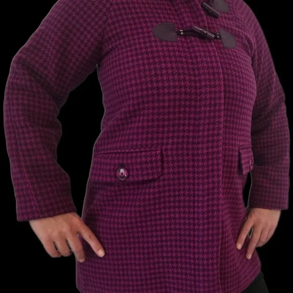 SALE!!! IsaacMizrahi LIVE - Women's Purple Houndstooth Coat size Zero - Picture 1 of 5